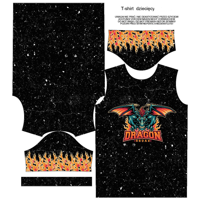 T-SHIRT DZIECIĘCY - DRAGON WZ. 1 / czarny - single jersey ITY (128/134)
