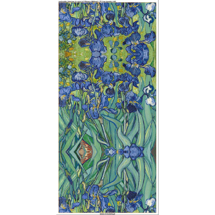 PODUSZKA 45X45 - IRYSY (Vincent van Gogh) - welur tapicerski - panel przód + tył