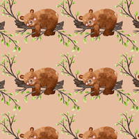 SLEEPING BEARS (BEARS AND BUTTERFLIES) - Cotton woven fabric