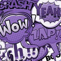 COMIC BOOK (purple) - Cotton woven fabric