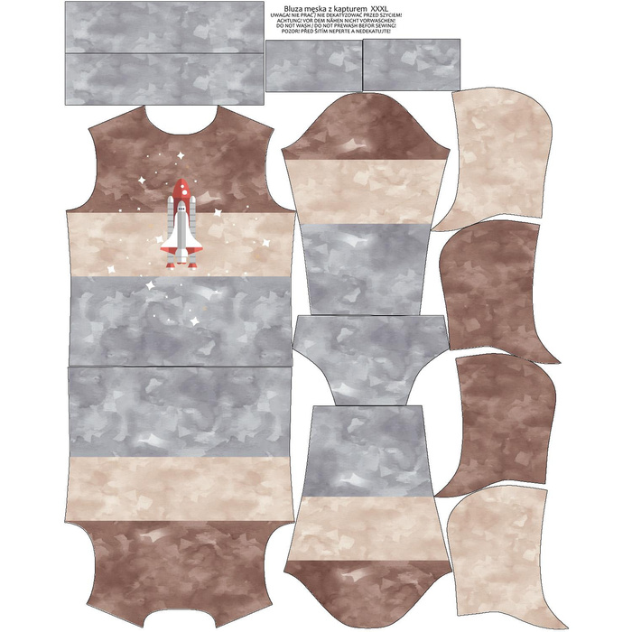 PÁNSKÁ MIKINA S KAPUCÍ (COLORADO) - AKOSMICKÁ LOĎ (CESTA DO VESMÍRU) / pruhy - SILNÁ TEPLÁKOVINA XXXL