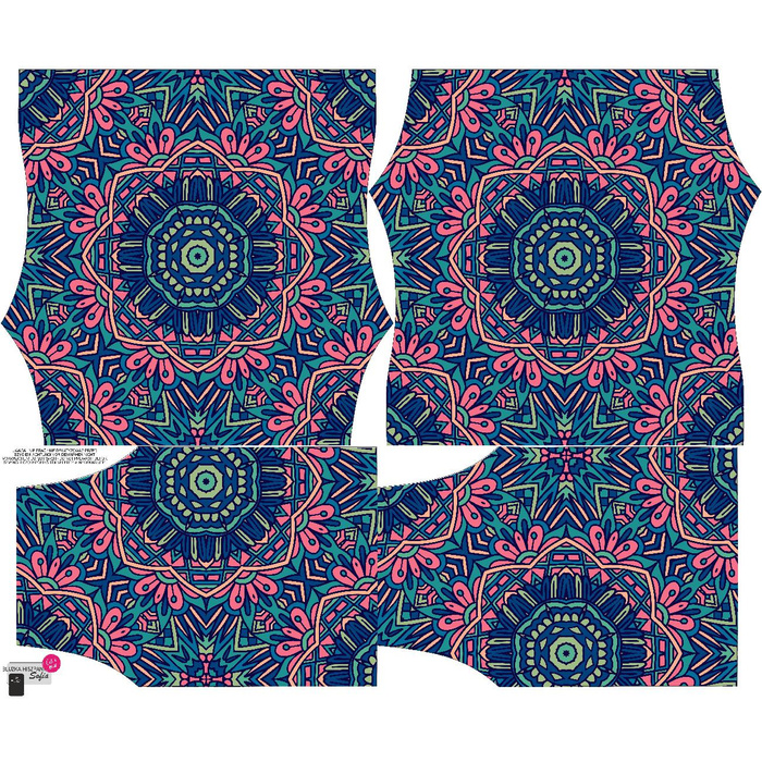 Carmenausschnitt Bluse SOFIA - BUNTE MANDALA m. 4 - Nähset XL