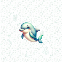 DOLPHIN (SEA ANIMALS M. 2) - Paneel (60cm x 50cm) Baumwoll Webware