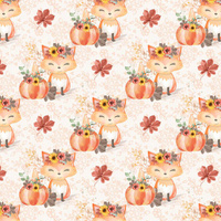 FOXES AND PUMPKINS pat. 1 / white (FOXES AND PUMPKINS)- Upholstery velour