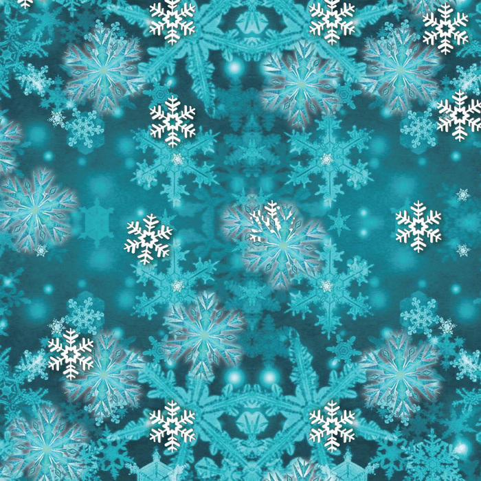 TURQUOISE SNOWFLAKES (PENGUINS) - Hydrophobic brushed knit