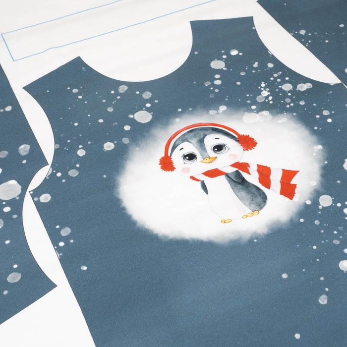 CHILDREN'S PAJAMAS " MIKI" - ALBI THE WINTER PENGUIN - Elastic cotton knit fabric (122/128)