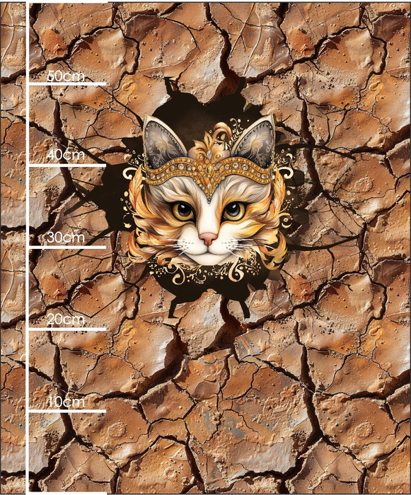 ANIMALS CRACKED wz.4 (cat) - panel (60cm x 50cm) SINGLE JERSEY 