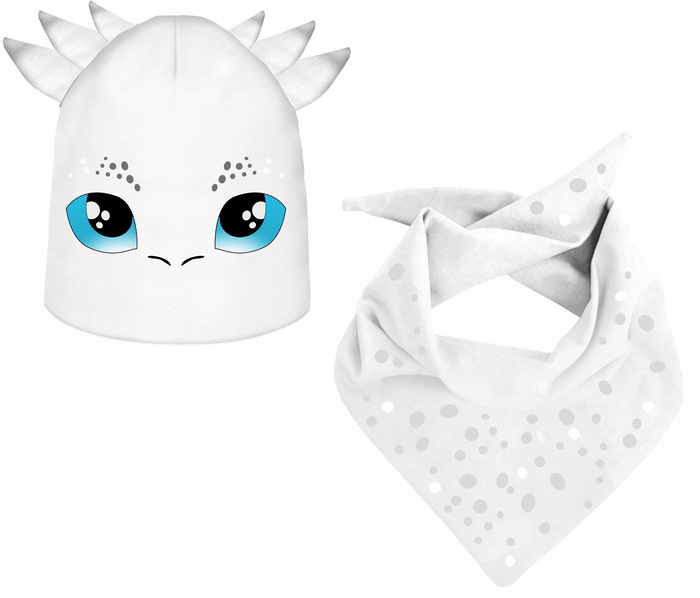 KID'S CAP AND SCARF (DINO) - WHITE DRAGON 51-54