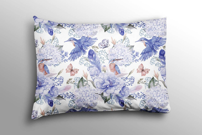 KINGFISHERS AND LILACS (KINGFISHERS IN THE MEADOW) (Very Peri) - looped knit fabric