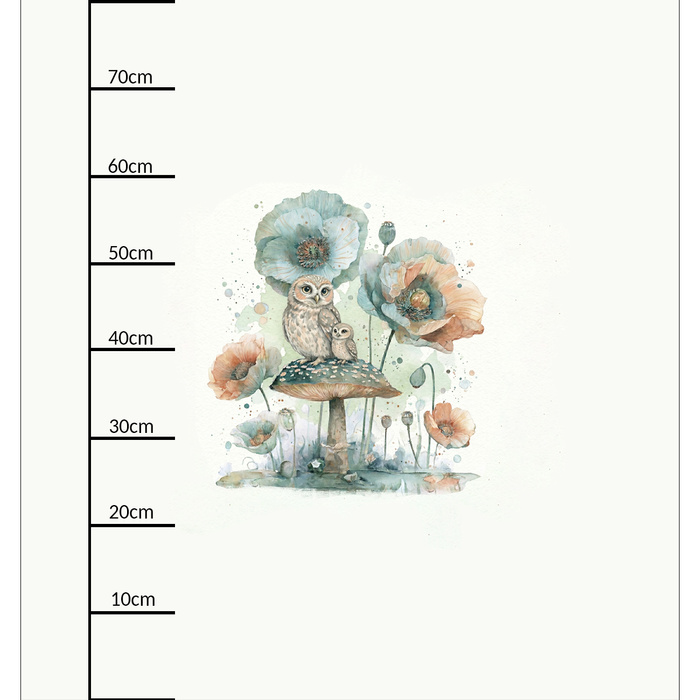 OWL FAMILY - panel (75cm x 80cm) Cotton woven fabric