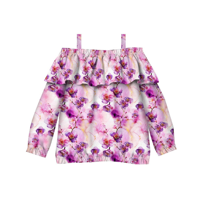 Carmenausschnitt Bluse "VIKI" (98-104) - ALCOHOL PASTEL WZ.7- Nähset