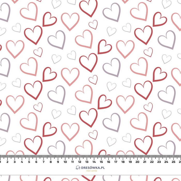 HEARTS (CONTOUR) / white (VALENTINE'S HEARTS) - looped knit fabric