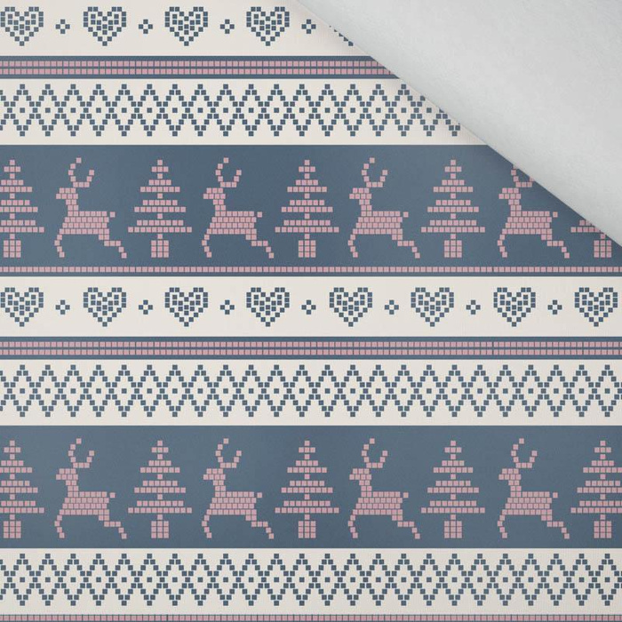 REINDEERS PAT. 3 / dark blue (NORWEGIAN PATTERNS)  - brushed knitwear with elastane ITY