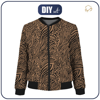 DAMEN BOMBERJACKE (KAMA) - ANIMALS MIX / karamell - Nähset XXL