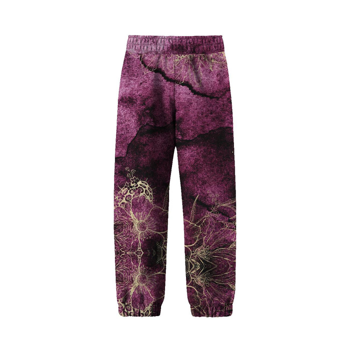 CHILDREN'S SOFTSHELL TROUSERS (YETI) - FLOWERS / golden contour Pat. 1 / WATERCOLOR MARBLE - sewing set