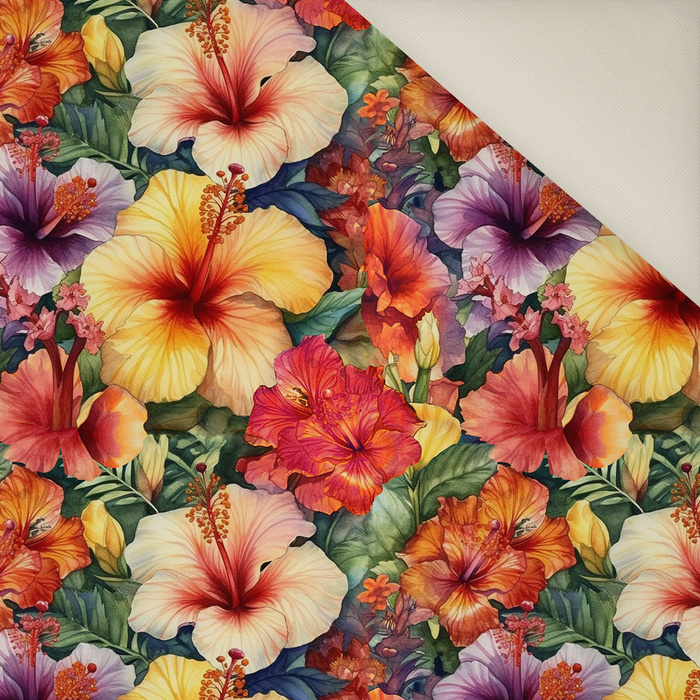 FLOWERS PAPAYA ORANGE WZ. 3 - Welur tapicerski