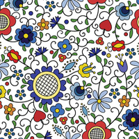 KASHUBIAN FOLKLORE - Cotton woven fabric