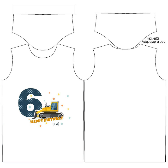KID’S T-SHIRT - 6ST BIRTHDAY / BULLDOZER - single jersey (128/134)