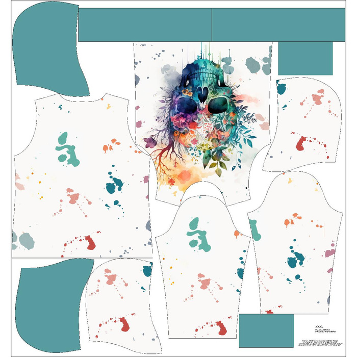 CLASSIC DAMEN HOODIE (POLA) - WATERCOLOR SKULL - Nähset XL