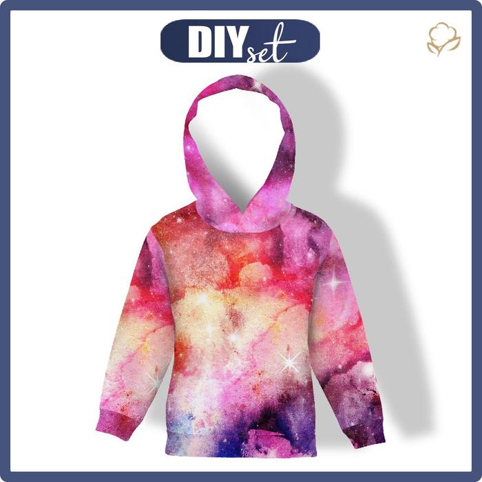 KID'S HOODIE (ALEX) - WATERCOLOR GALAXY PAT. 6 - looped knit fabric (122/128)
