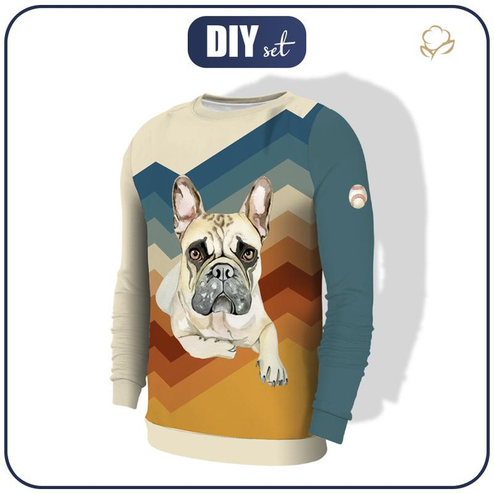 MEN’S SWEATSHIRT (OREGON) - BULLDOG / STRIPES - Elastic brushed knit fabric XS