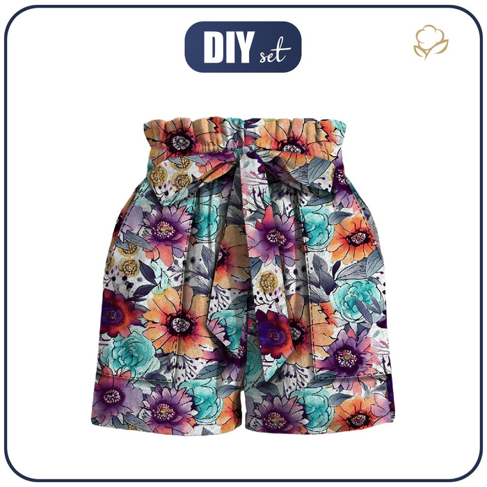 PAPERBAG SHORTS - AQUARELL BLUMEN Ms. 6 - Nähset XS