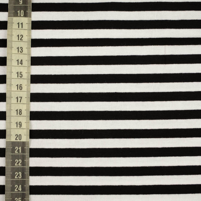 Viskose Jersey - STREIFEN WEIß / SCHWARZ 0,7cm x 0,7cm