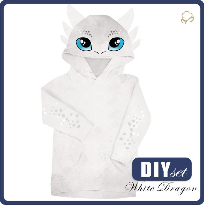 KID'S HOODIE (PARIS) - WHITE DRAGON - sewing set (122/128)