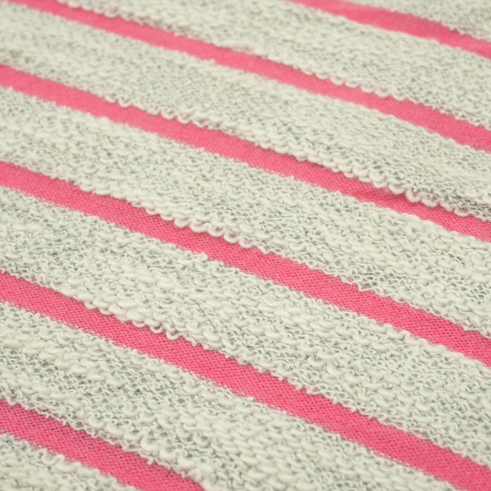 Fancy knit fabric - MELANGE GREY STRIPES / pink (2cmx0,7cm) 