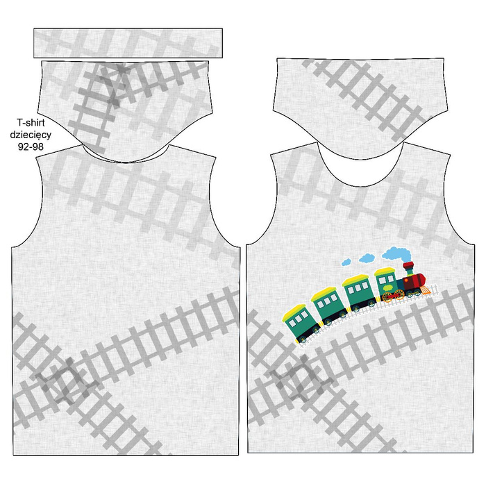 KINDER T-SHIRT- LOKOMOTIVE (Zug) / acid (grau) - Single Jersey (140/146)