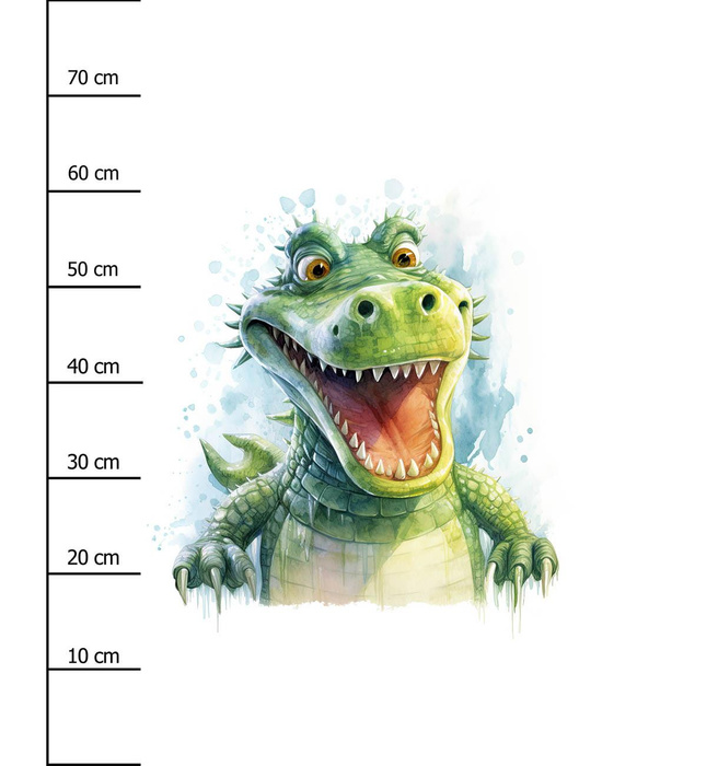 WATERCOLOR CROCODILE - panel (75cm x 80cm) SINGLE JERSEY PANEL