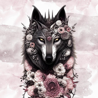 FANTASY WOLF - panel (60cm x 50cm) teplákovina počesaná s elastanem ITY