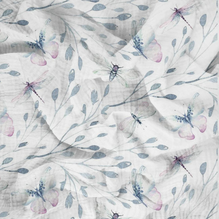 BUTTERFLIES MIX PAT. 3 (WATER-COLOR BUTTERFLIES) - Cotton muslin