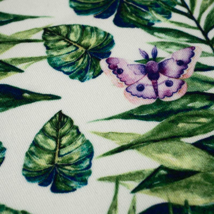 MINI LEAVES AND INSECTS PAT. 4 (TROPICAL NATURE) / white - Cotton woven fabric