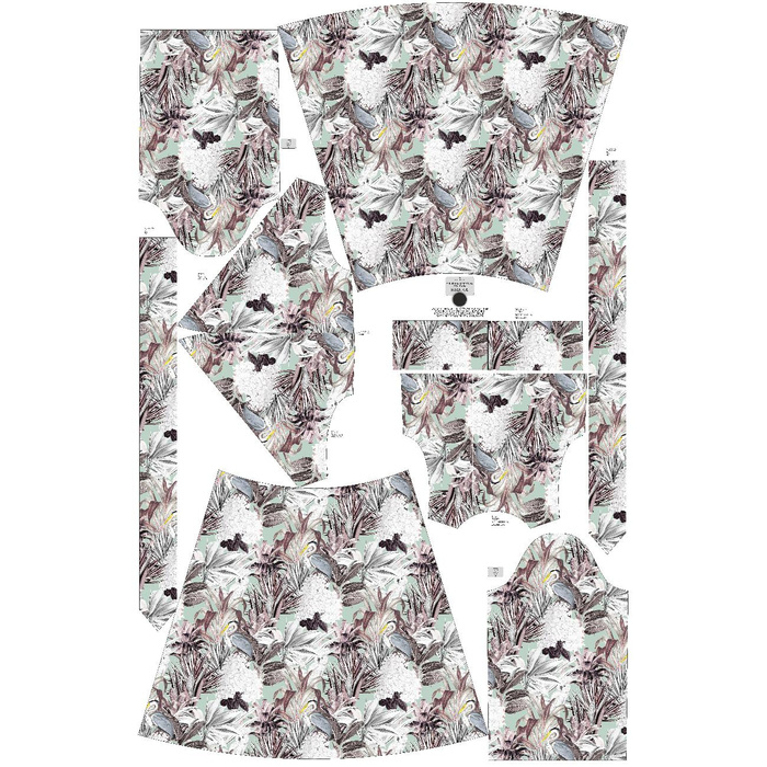 WRAP MIDI DRESS (BIANCA) - LUXE TROPICAL pat. 1 - sewing set  M