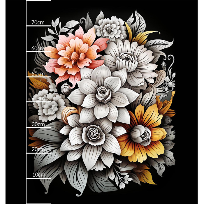 BOUQUET OF FLOWERS WZ.7 - panel (75cm x 80cm) - single jersey s elastanem ITY