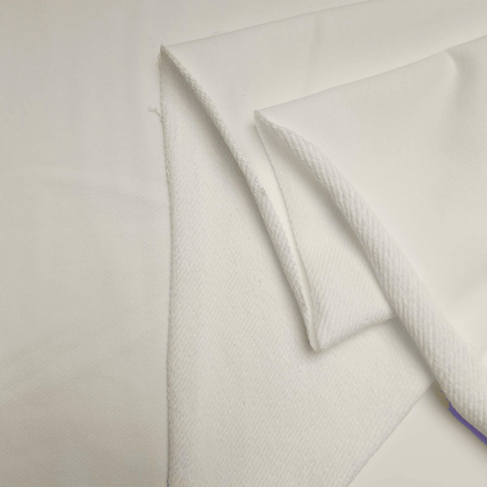 Teplákovina s diagonální vazbou 340g - Cloud Dancer/ ECRU (D-02)