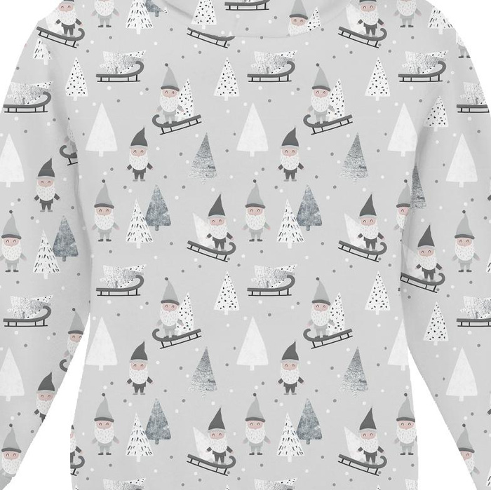 KID'S HOODIE (ALEX) - SLEDDING DWARFS (FOREST DWARFS) / GREY - sewing set