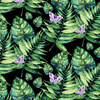 MINI LEAVES AND INSECTS PAT. 4 (TROPICAL NATURE) / black - looped knit fabric with elastane ITY