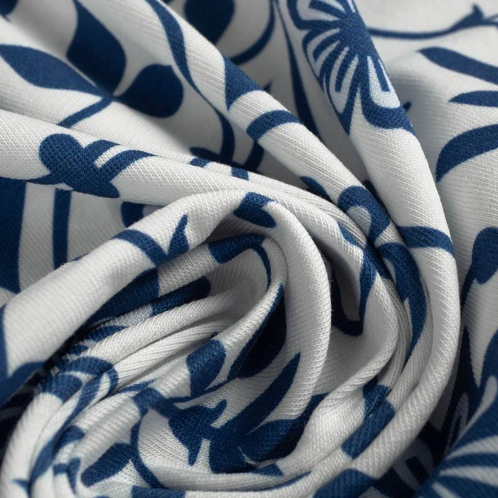 FLOWERS pattern no. 1 (classic blue) - single jersey with elastane