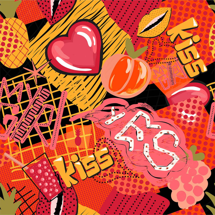 GRAFFITI HEARTS / black - looped knit fabric with elastane ITY