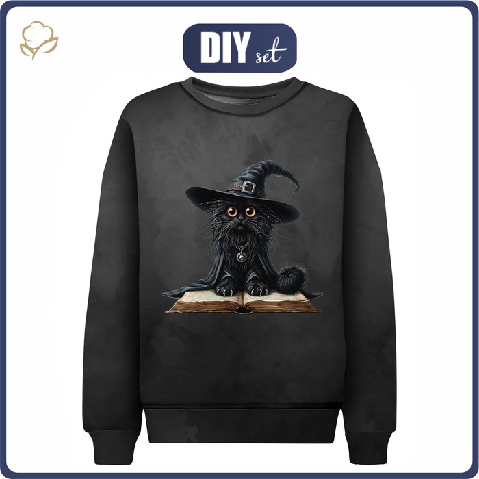 KINDER SWEATSHIRT (NOE) - HALLOWEEN CAT m 4 - Nähset (110/116)
