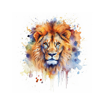 WATERCOLOR LION - panel (60cm x 50cm) Hydrophobic brushed knit