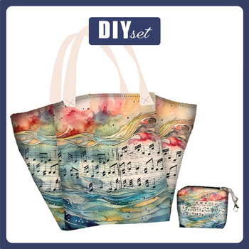 Torba XL z saszetką 2 w 1 - WATERCOLOR MUSIC wz.2 - zestaw do uszycia
