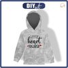 DZIECIĘCA BLUZA Z KAPTUREM (ALEX) - LITTLE HEART BREAKER (BE MY VALENTINE) / LÓD - dzianina pętelkowa (110/116)