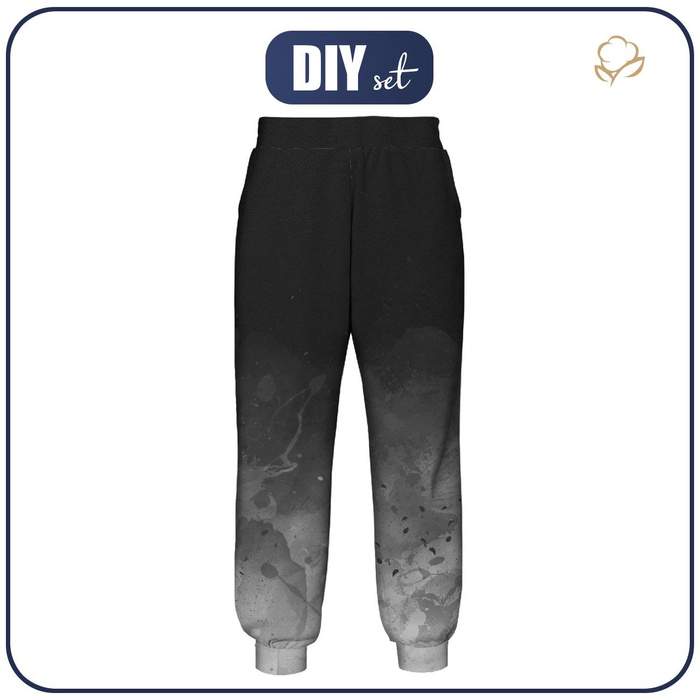 JOGGERY DAMSKIE (NOEMI) - KLEKSY (szary) / czarny - zestaw do uszycia M