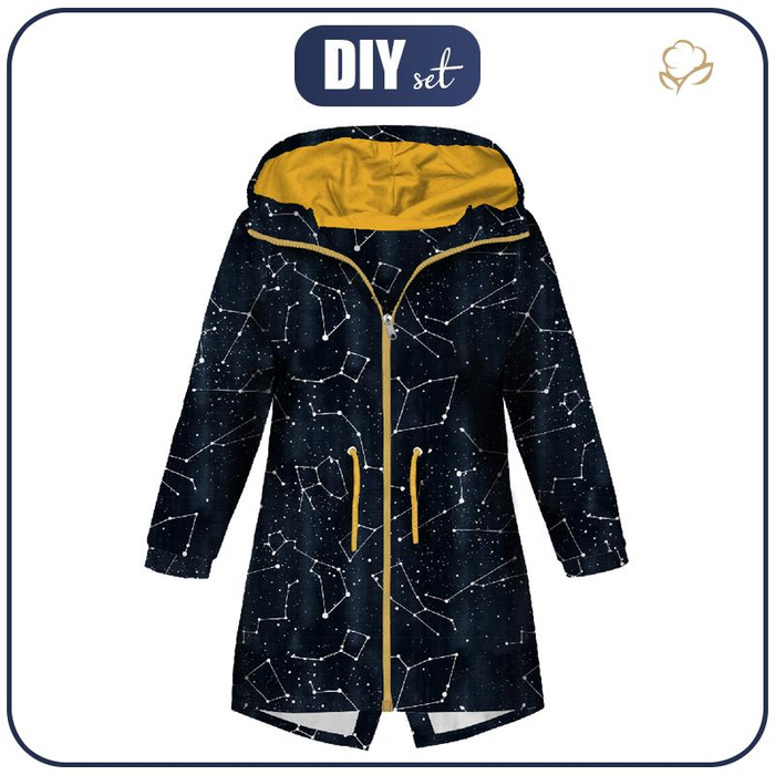 KIDS PARKA (ARIEL) - CONSTELLATIONS pat. 2 (GALACTIC ANIMALS) / navy - softshell (134/140)