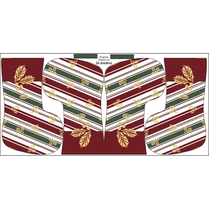 Christmas Stocking Set - HOLLY / stripes pat. 2