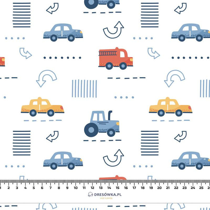 VEHICLES pat. 2 / white (ADVENTURE BEGINS) - single jersey with elastane 