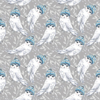 EULEN MIT MÜTZEN (VERZAUBERTER WINTER) - Baumwoll Webware